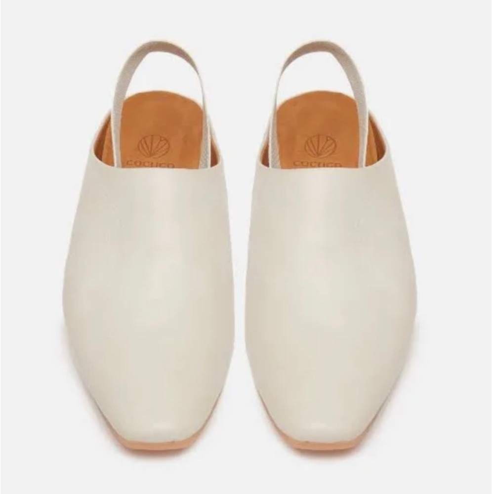 Coclico leather slingback flat Sz 38 cream ivory neutral